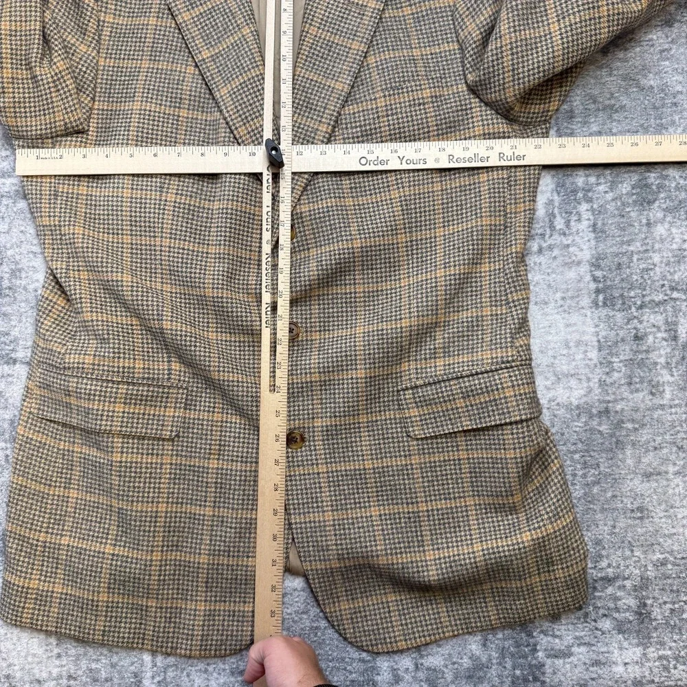 Brooks Brothers Camel Hair Blazer Jacket Mens 44L Houndstooth Elbow Patch Ivy